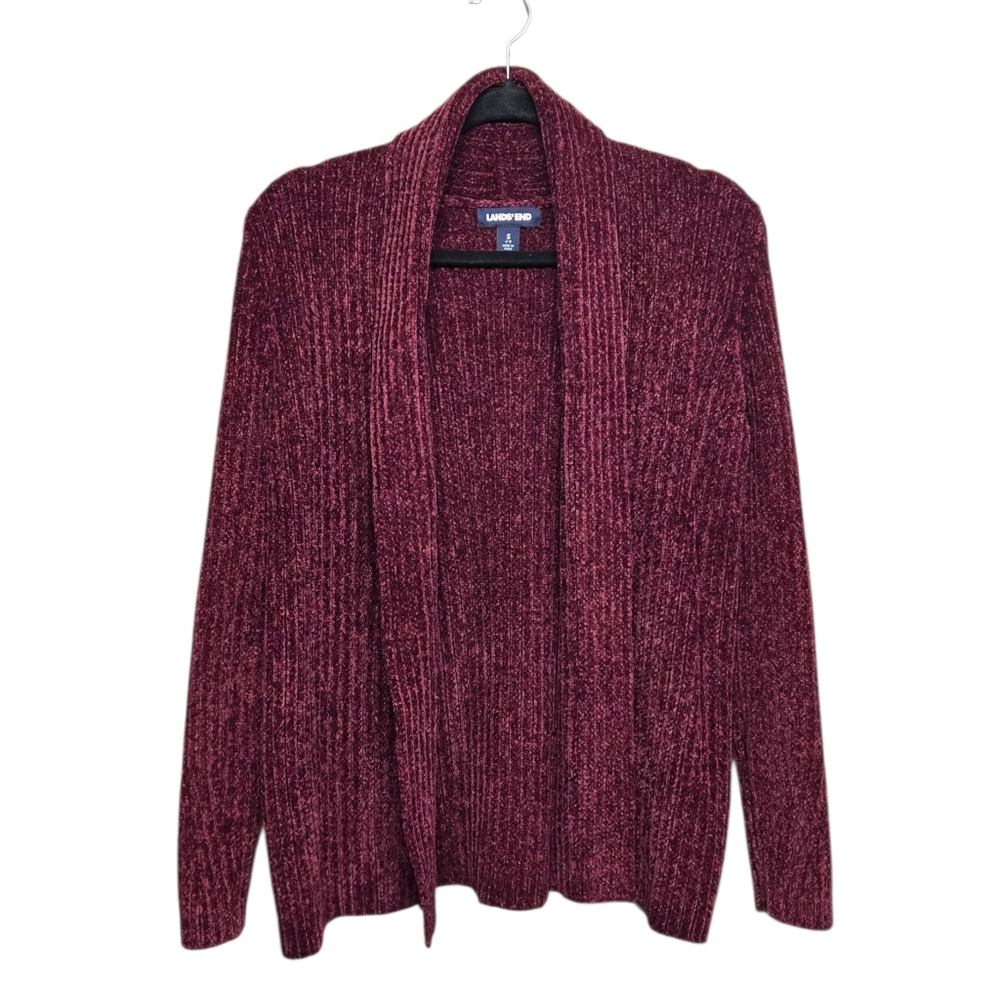 Lands End Chenille Cardigan Sweater Sz Small 19" Pit to pit 26" Length